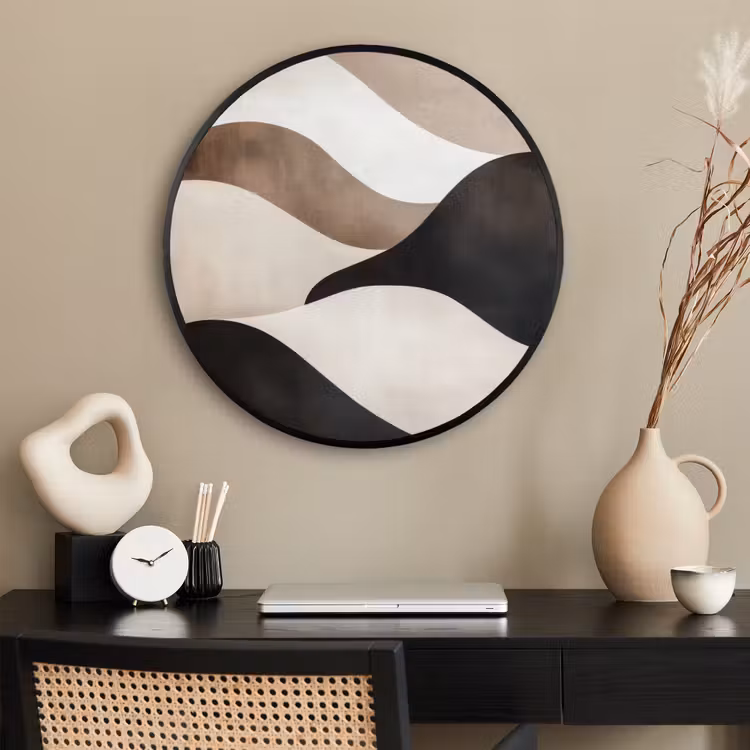 Ronde fotolijst - Golven - Abstract - Beige — 2