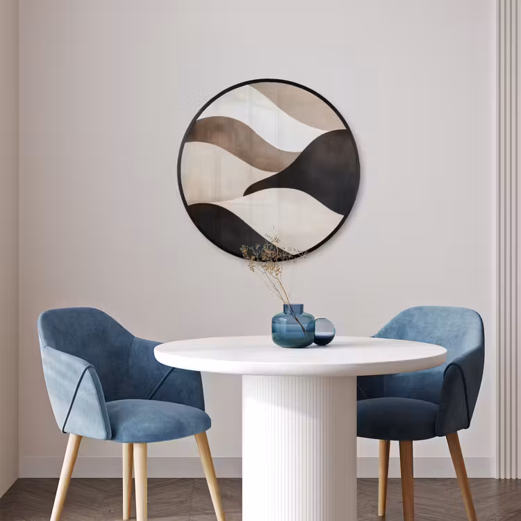 Ronde fotolijst - Golven - Abstract - Beige — 3