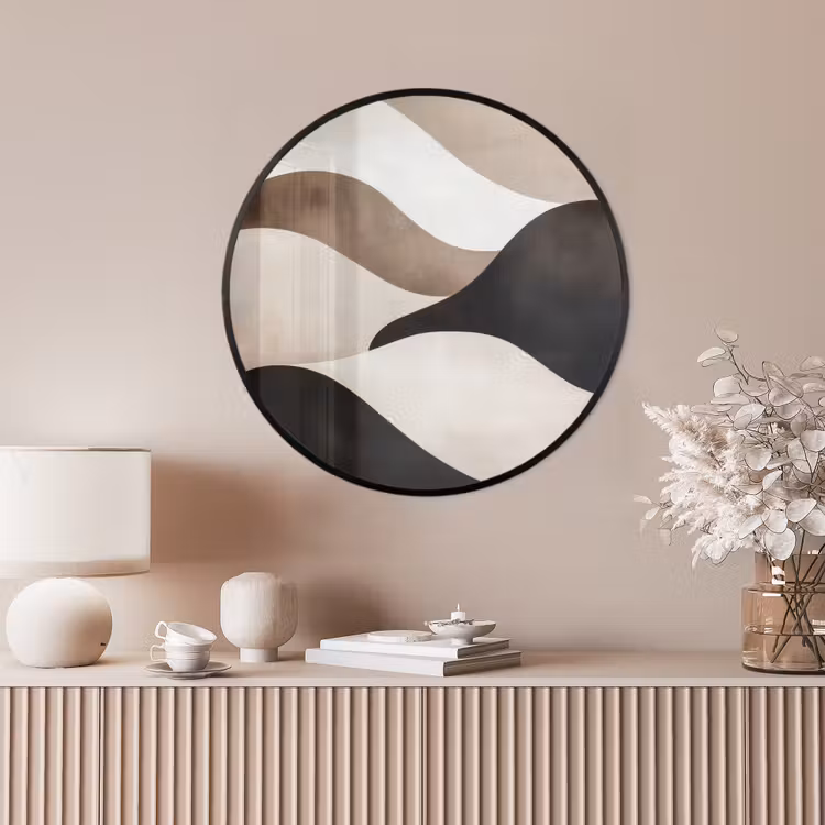 Ronde fotolijst - Golven - Abstract - Beige — 4