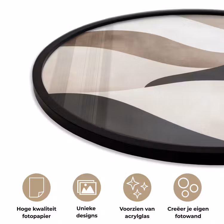 Ronde fotolijst - Golven - Abstract - Beige — 5