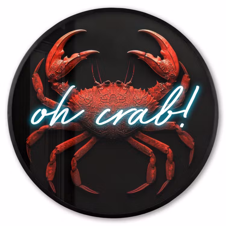 Ronde fotolijst - Krab - Rood - Neon - Quote — 1