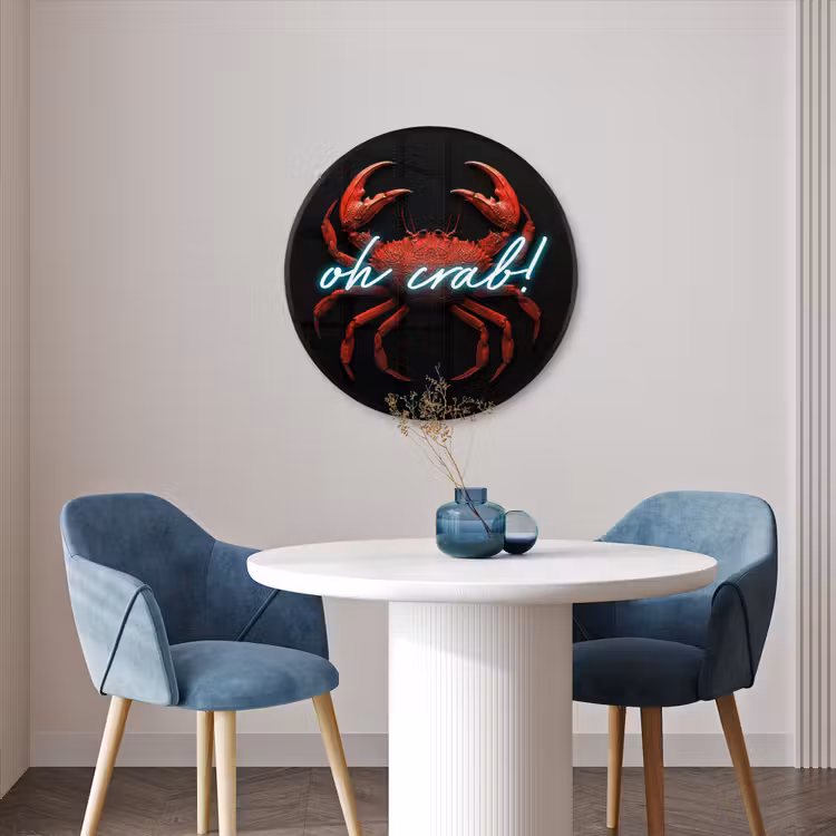 Ronde fotolijst - Krab - Rood - Neon - Quote — 3