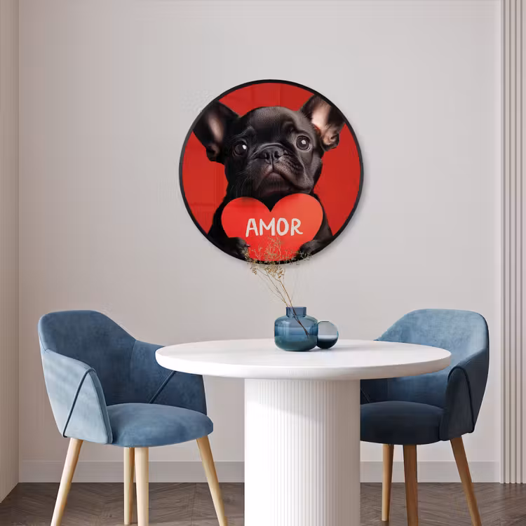 Ronde fotolijst - Amor - Hond - Hartje - Rood — 3