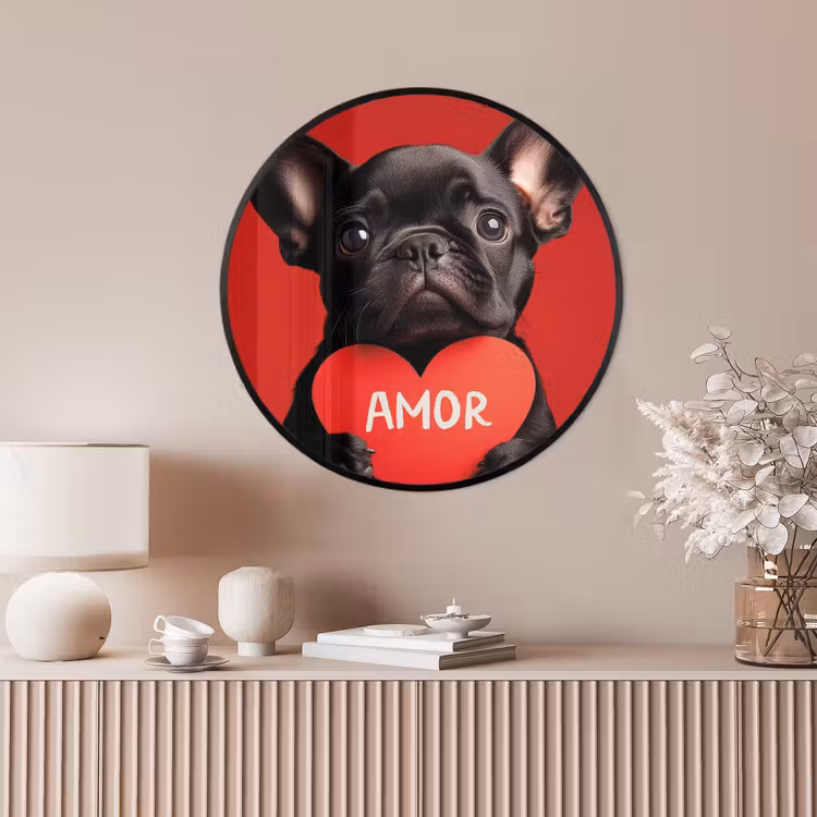 Ronde fotolijst - Amor - Hond - Hartje - Rood — 4