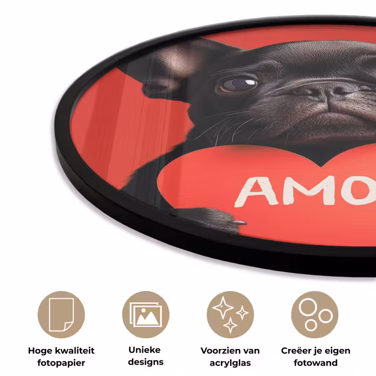 Ronde fotolijst - Amor - Hond - Hartje - Rood — 5