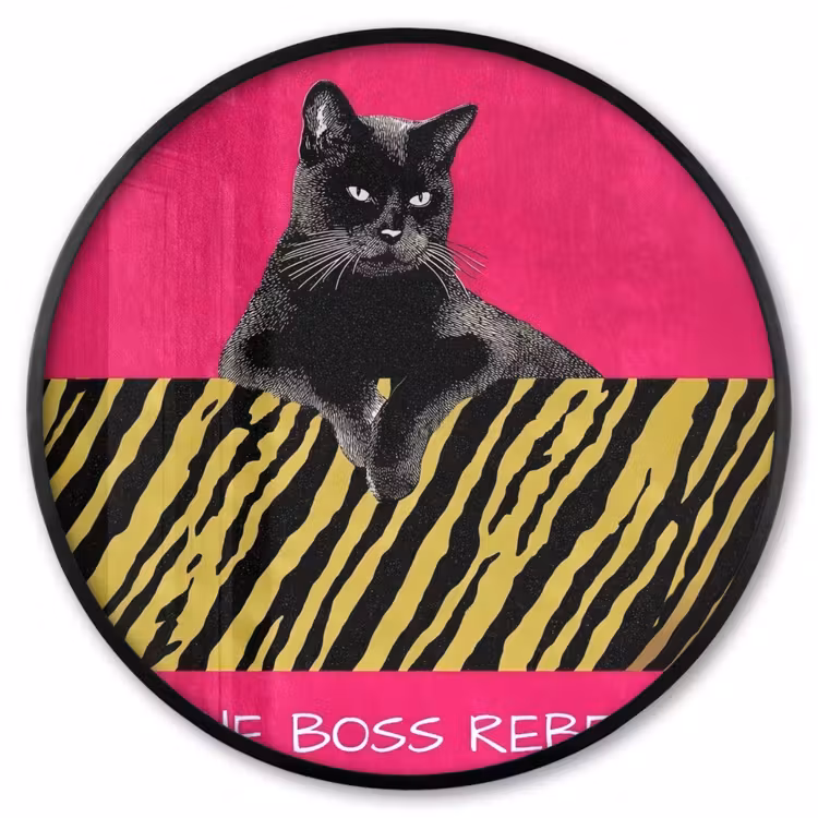 Ronde fotolijst - Kat - Baas - Roze - Tijgerprint — 1