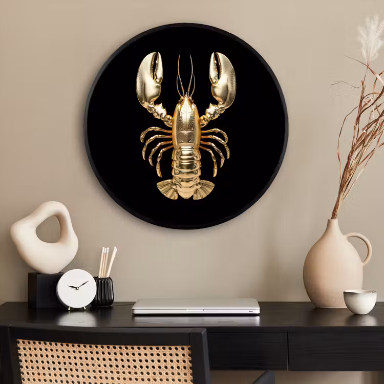 Ronde fotolijst - Kreeft - Goud - Textuur - Zwart — 2