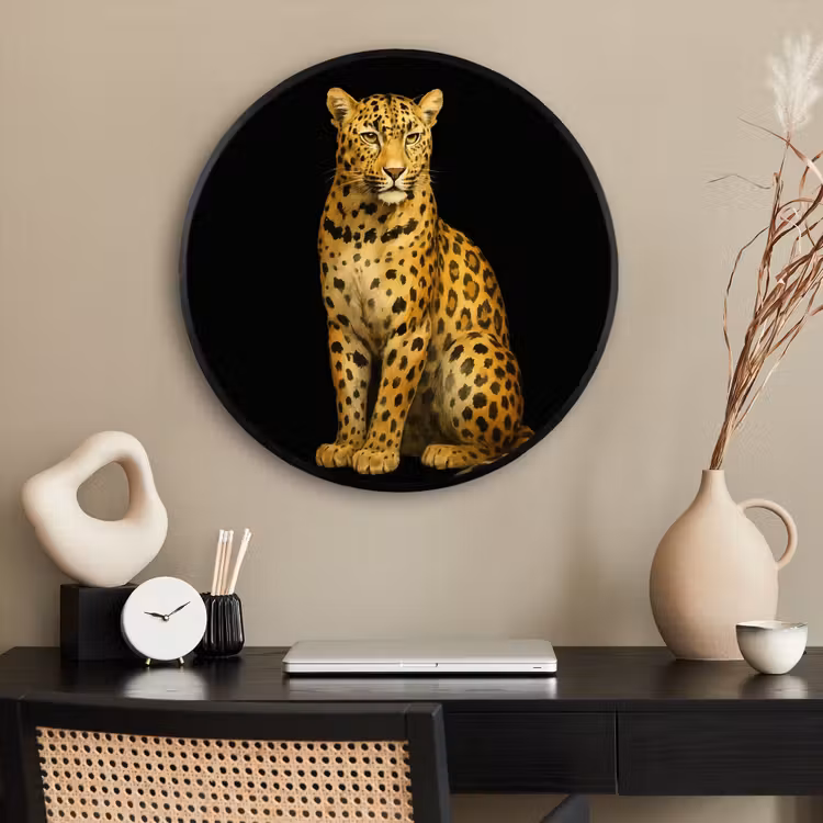 Ronde fotolijst - Panter - Realistisch - Bruin — 2