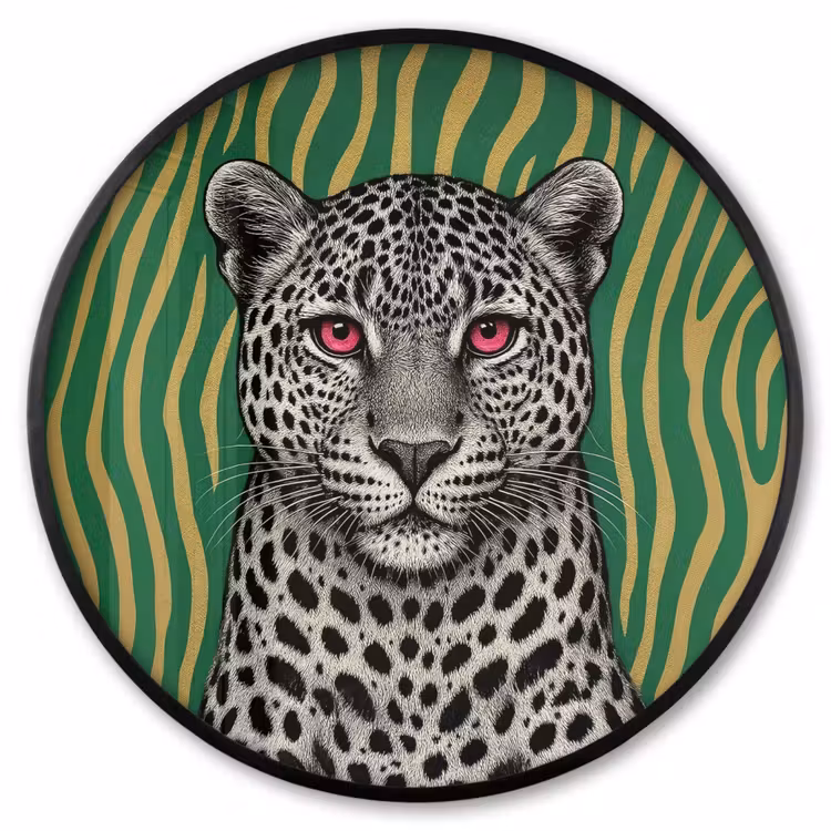 Ronde fotolijst - Panter - Zebrapatroon - Groen — 1