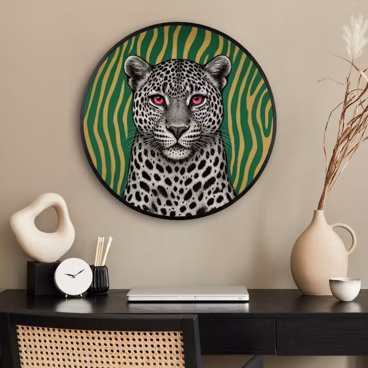Ronde fotolijst - Panter - Zebrapatroon - Groen — 2