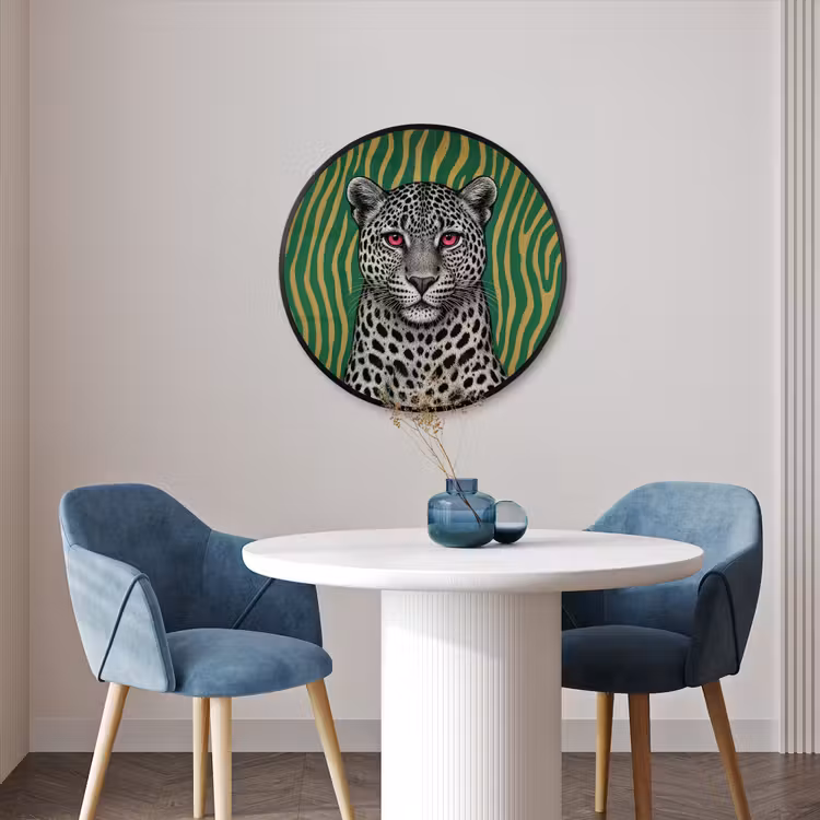 Ronde fotolijst - Panter - Zebrapatroon - Groen — 3