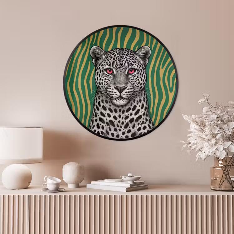 Ronde fotolijst - Panter - Zebrapatroon - Groen — 4