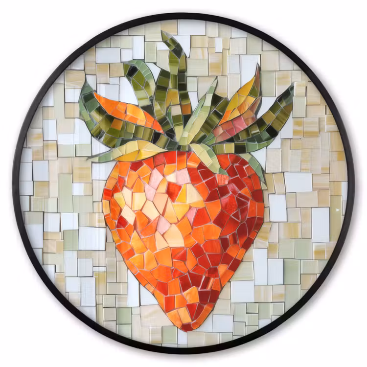 Ronde fotolijst - Aardbei - Rood - Mozaïek - Fruit — 1