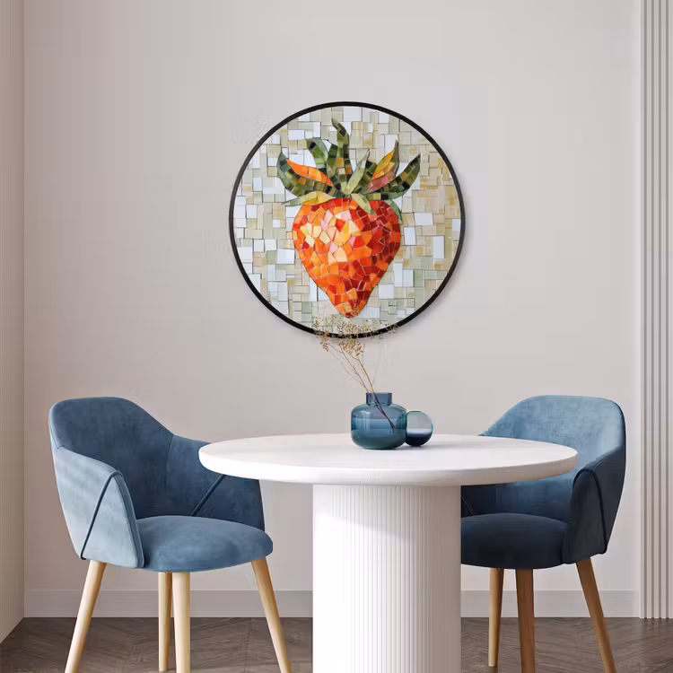 Ronde fotolijst - Aardbei - Rood - Mozaïek - Fruit — 3
