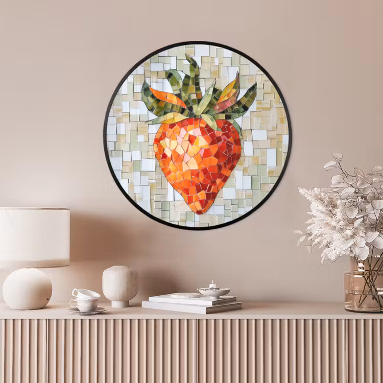 Ronde fotolijst - Aardbei - Rood - Mozaïek - Fruit — 4