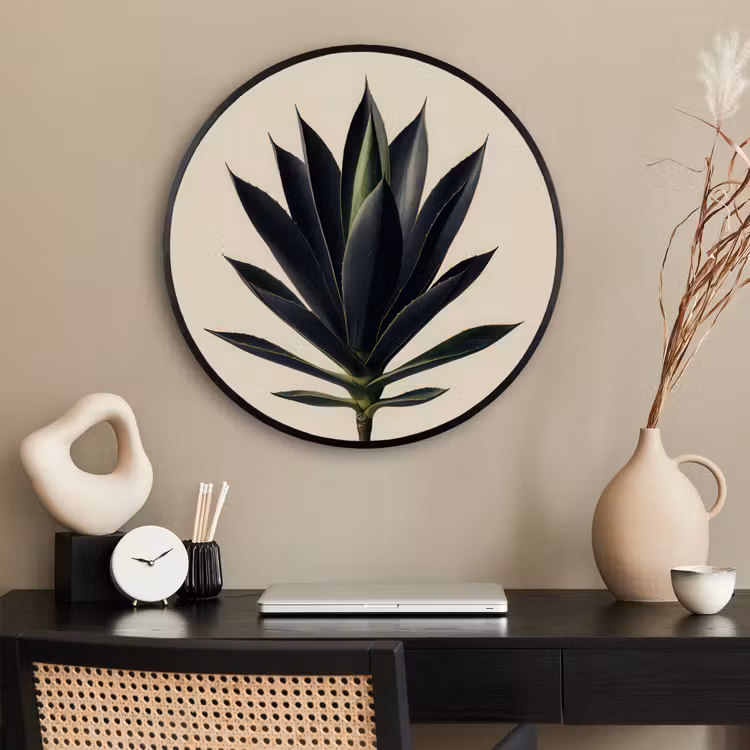 Ronde fotolijst - Agaveplant - Symmetrisch - Groen — 2