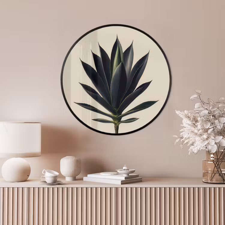Ronde fotolijst - Agaveplant - Symmetrisch - Groen — 4
