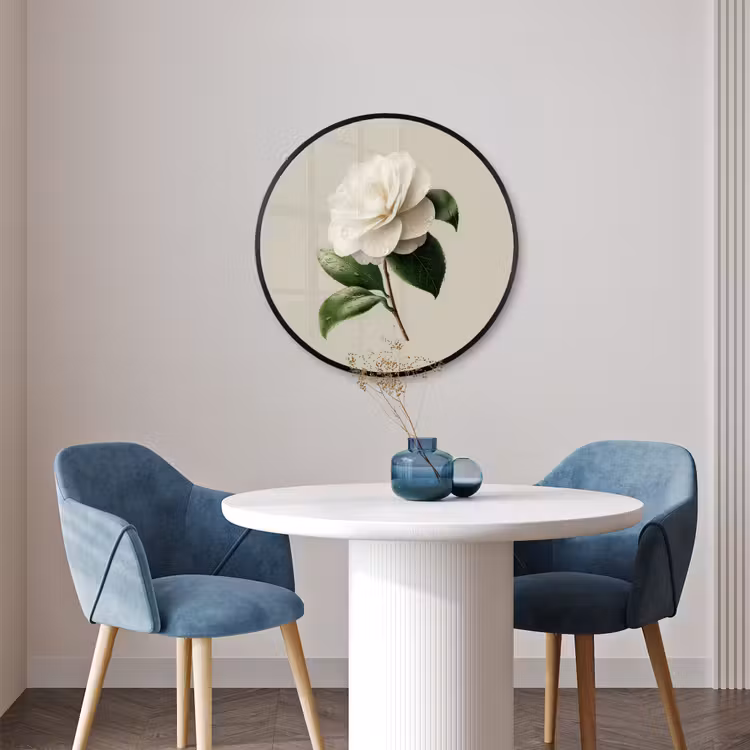 Ronde fotolijst - Cameliabloem - Wit - Groen — 3
