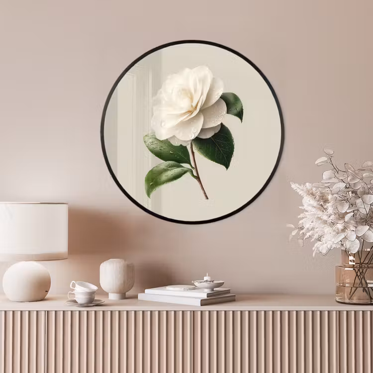 Ronde fotolijst - Cameliabloem - Wit - Groen — 4