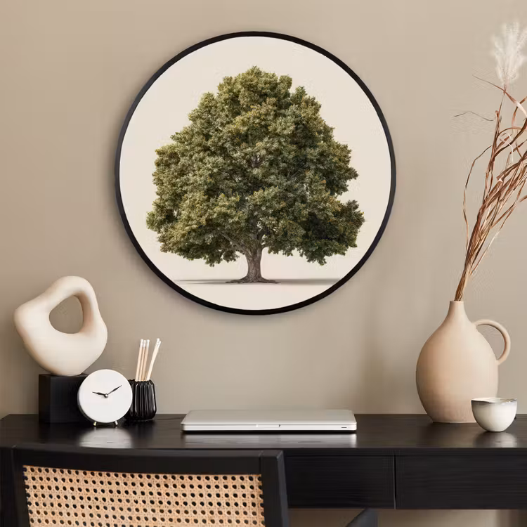 Ronde fotolijst - Eikenboom - Groen - Lichte achtergrond — 2