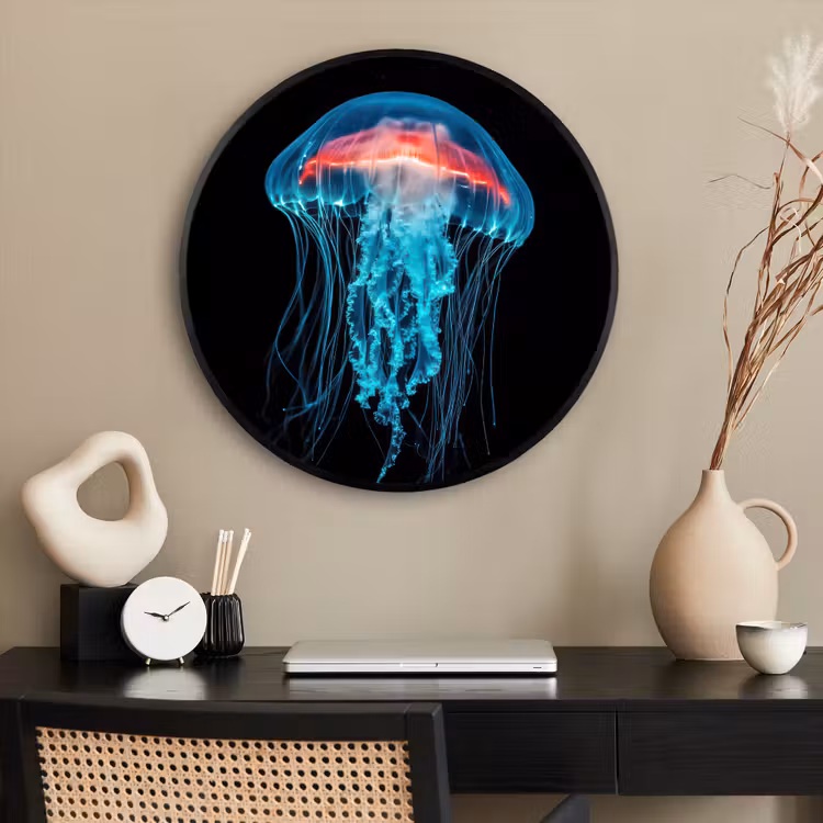 Ronde fotolijst - Kwal - Tentakels - Blauw - Licht — 2
