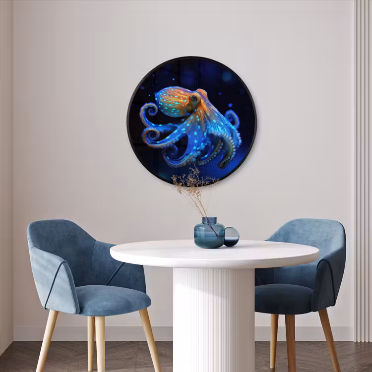 Ronde fotolijst - Octopus - Stippen - Blauw - Zee — 3