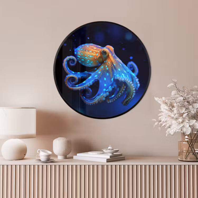 Ronde fotolijst - Octopus - Stippen - Blauw - Zee — 4