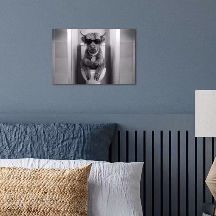 Poster - Stier - Telefoon - Toilet - Zwart - Wit — 3