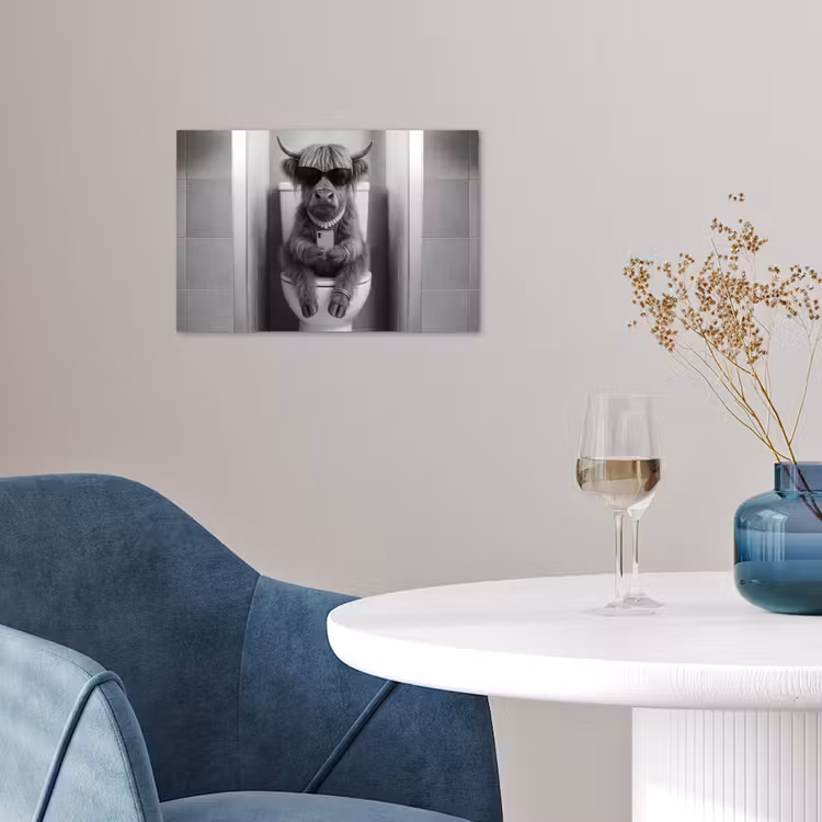 Poster - Stier - Telefoon - Toilet - Zwart - Wit — 4