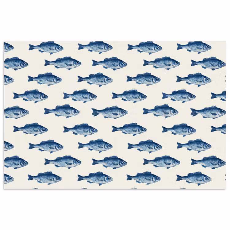 Poster - Vis - Patroon - Blauw — 1
