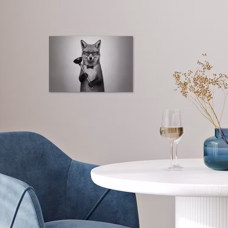 Poster - Vos - WC-ontstopper - Zwart - Wit — 4