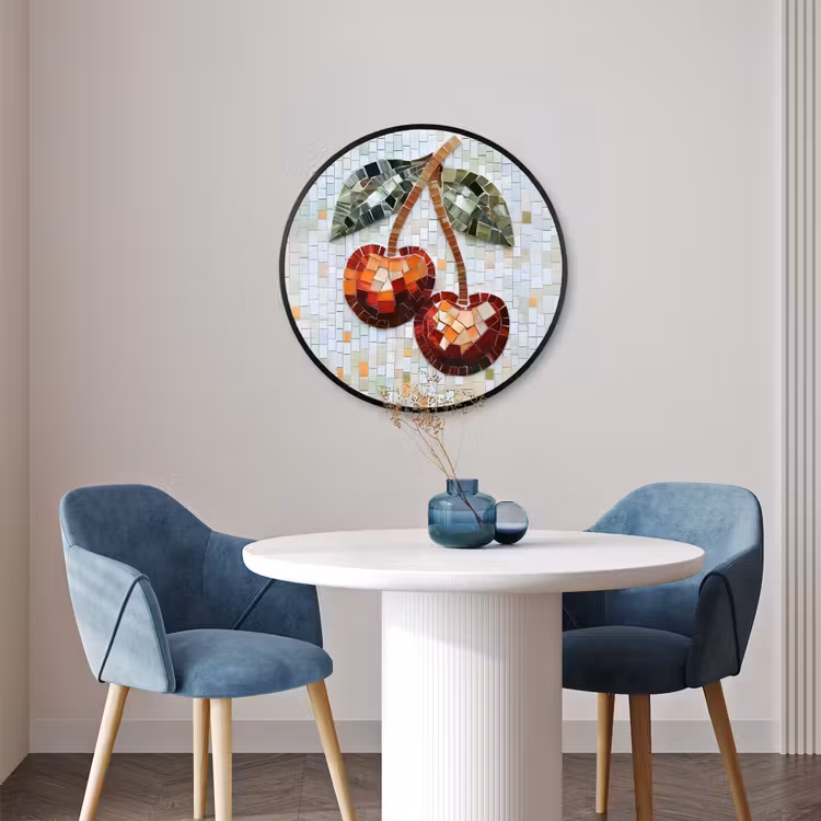 Ronde fotolijst - Kersen - Rood - Mozaïek - Blaadjes — 3