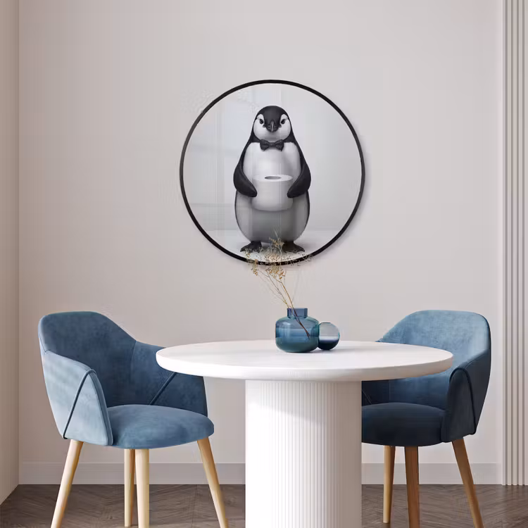 Ronde fotolijst - Pinguïn - WC rol - Wit — 3