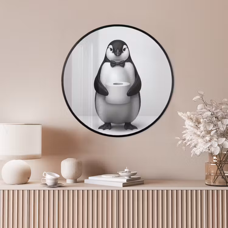 Ronde fotolijst - Pinguïn - WC rol - Wit — 4