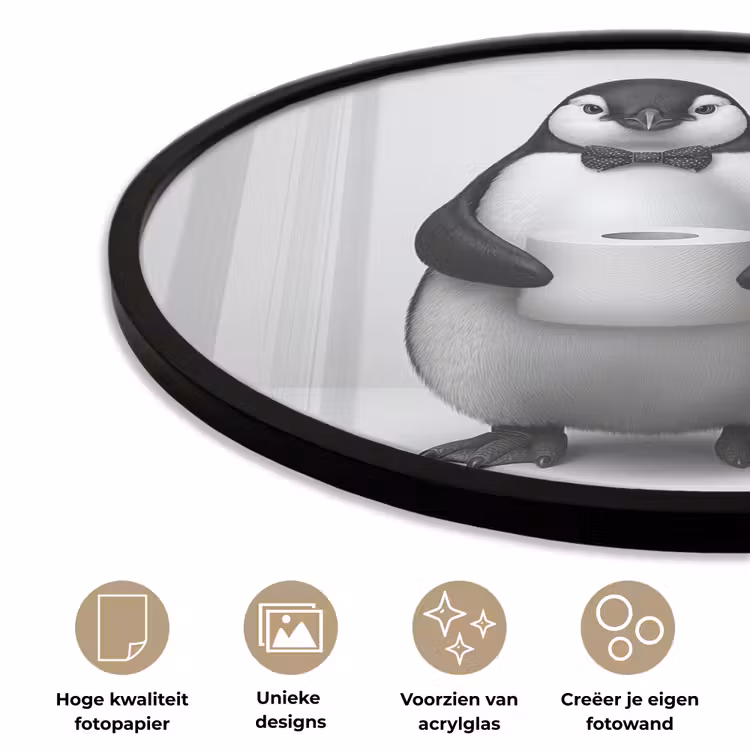 Ronde fotolijst - Pinguïn - WC rol - Wit — 5
