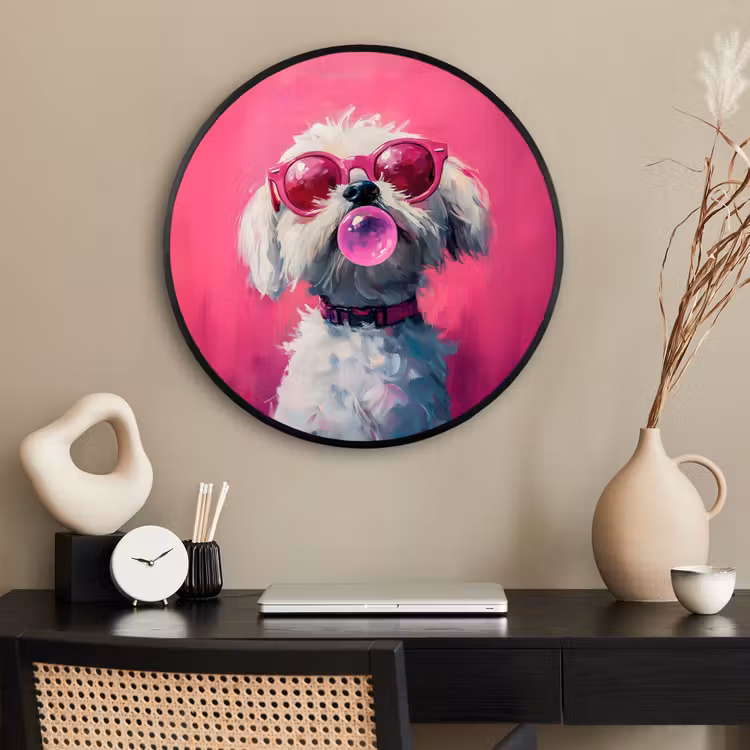 Ronde fotolijst - Pink - Hond - Bubbel — 2