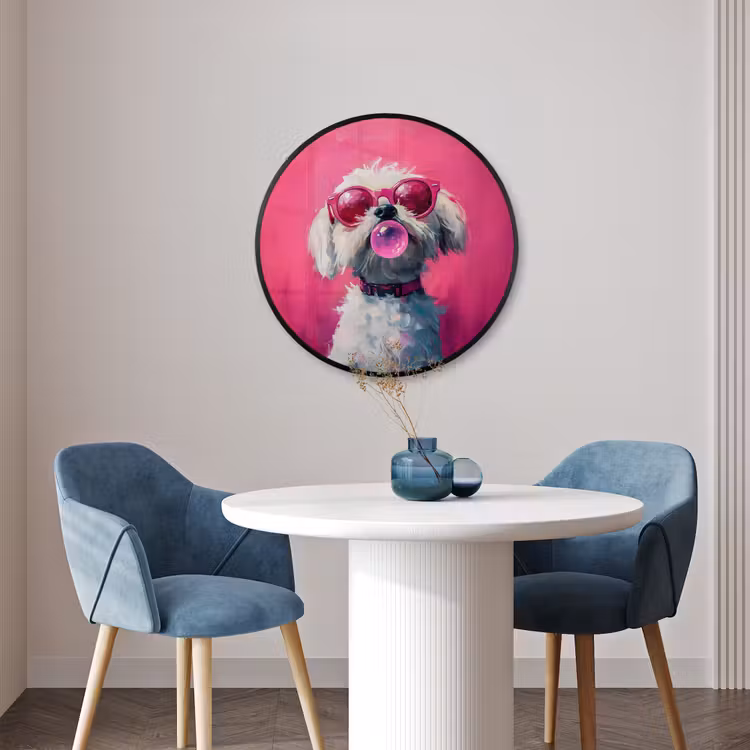 Ronde fotolijst - Pink - Hond - Bubbel — 3