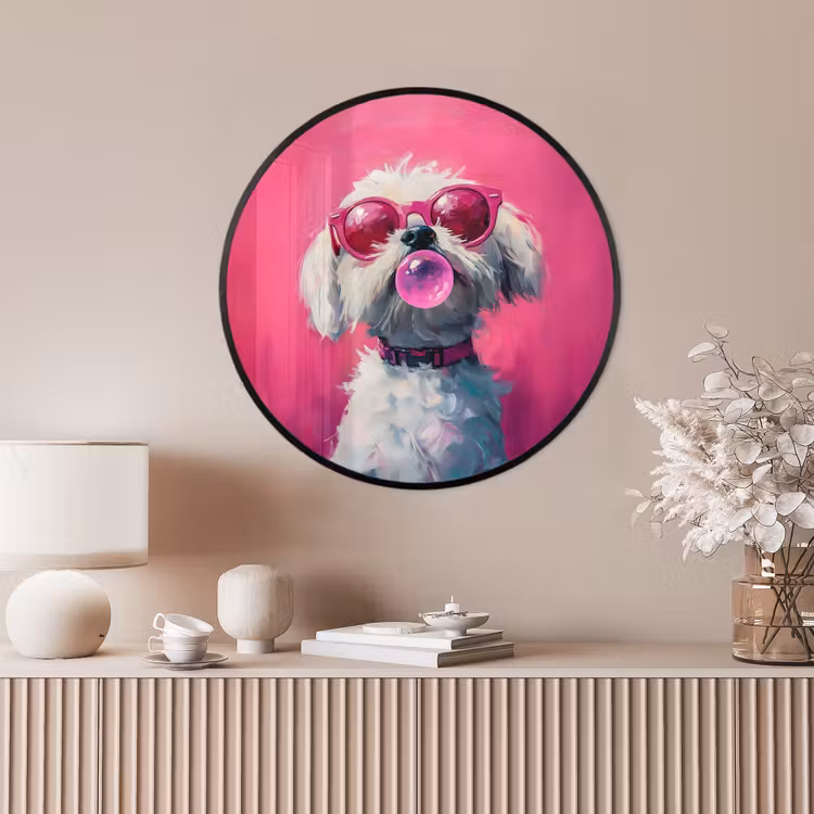 Ronde fotolijst - Pink - Hond - Bubbel — 4