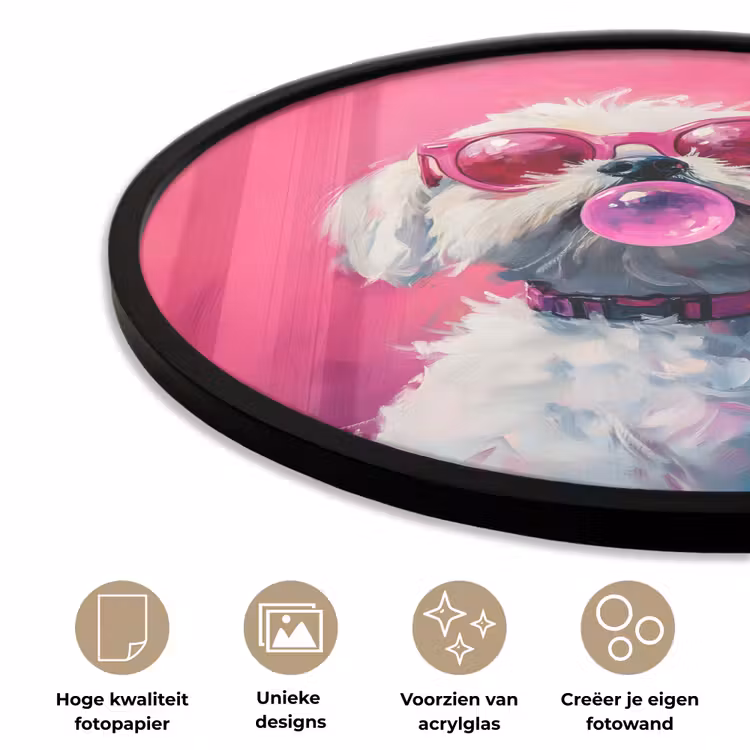Ronde fotolijst - Pink - Hond - Bubbel — 5