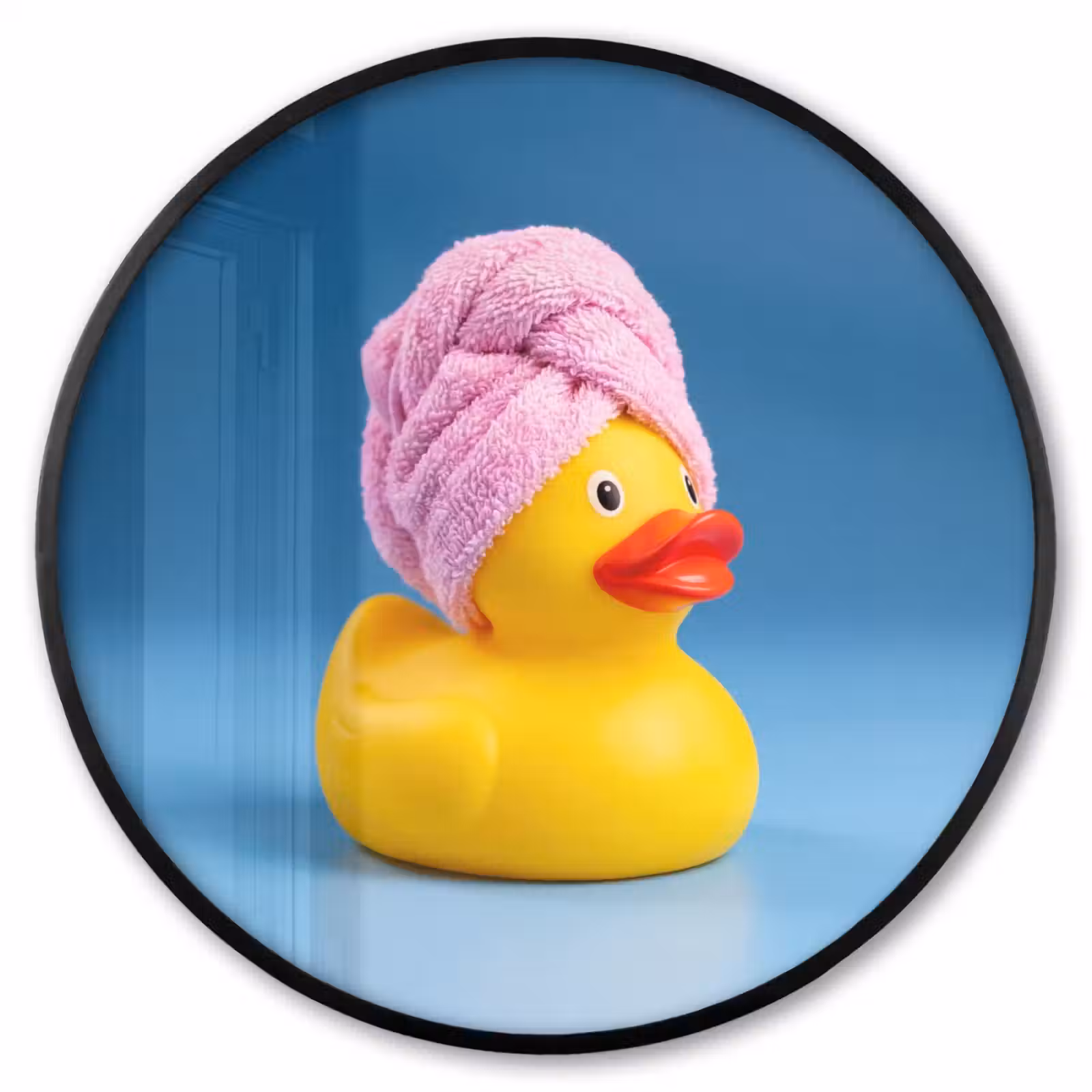 Ronde fotolijst - Badeend - Handdoek - Blauw — 1
