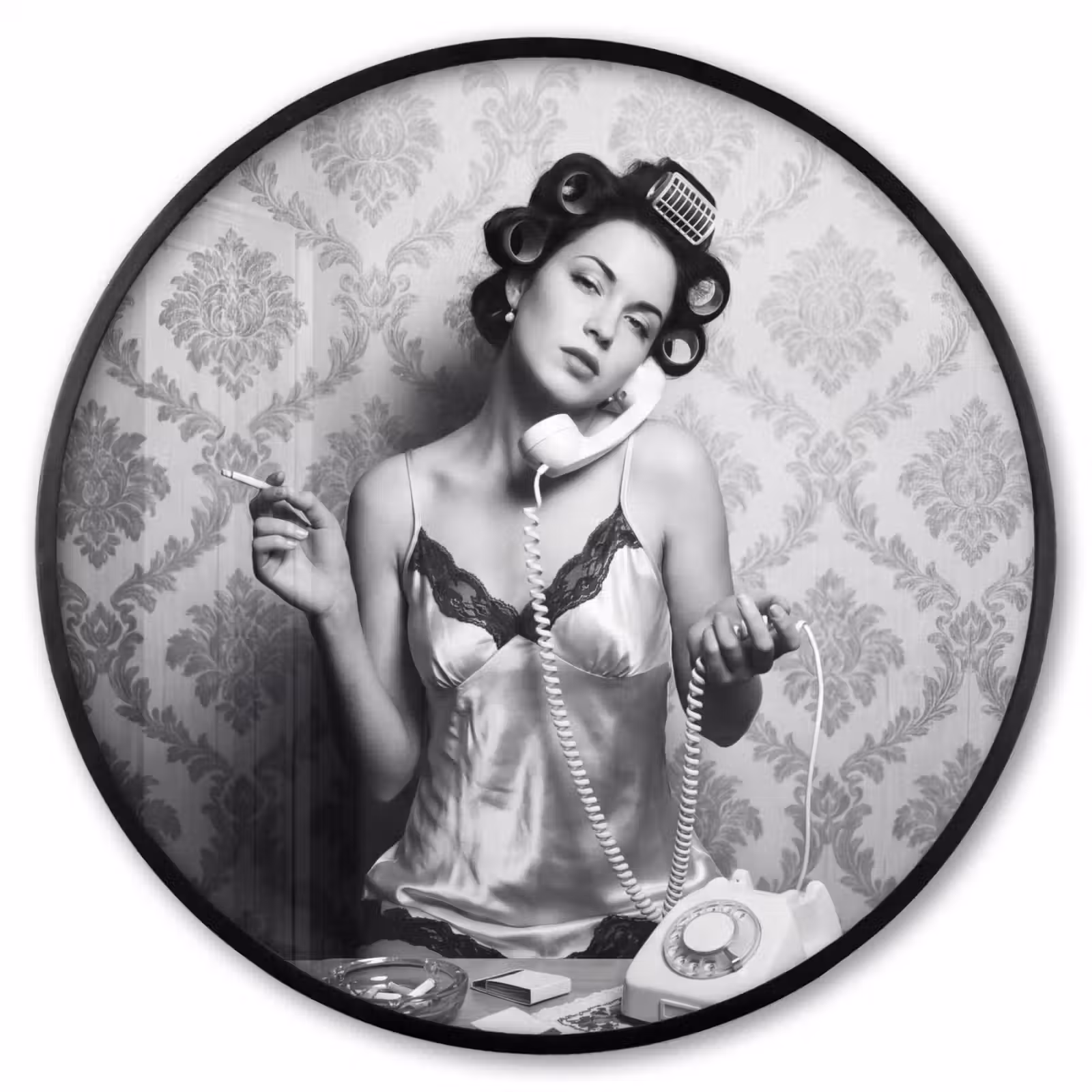Ronde fotolijst - Chic - Vrouw - Zwart - Wit — 1