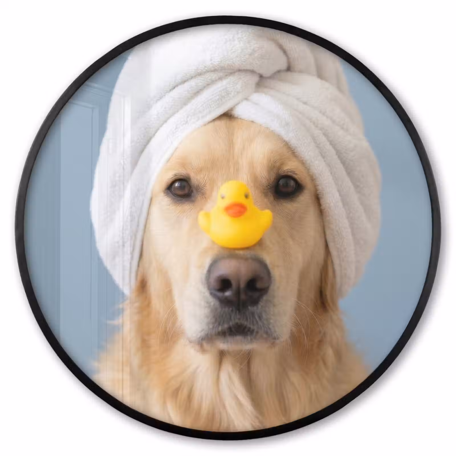 Ronde fotolijst - Hond - Badeend - Geel — 1