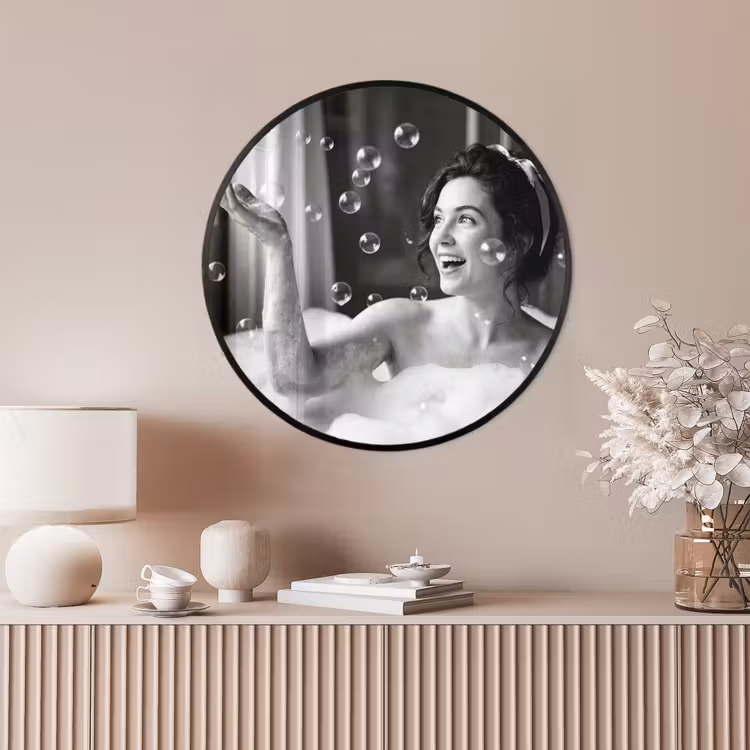 Ronde fotolijst - Bad - Bubbels - Zwart - Wit — 4