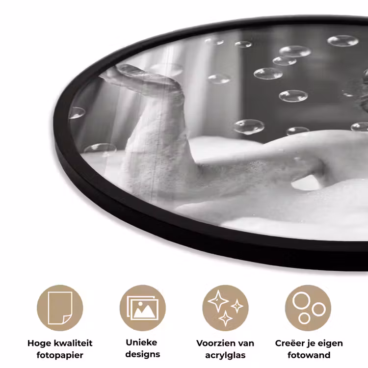 Ronde fotolijst - Bad - Bubbels - Zwart - Wit — 5