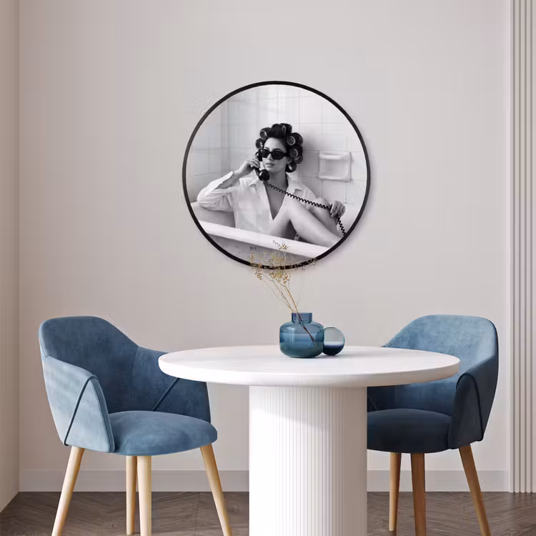 Ronde fotolijst - Bad - Vrouw - Zwart - Wit — 3