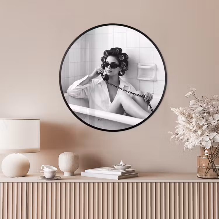Ronde fotolijst - Bad - Vrouw - Zwart - Wit — 4