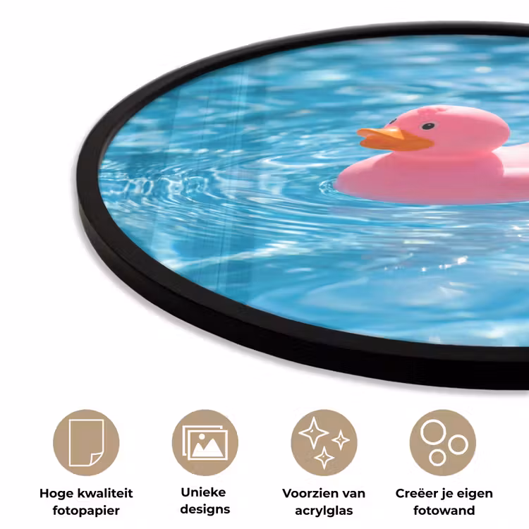 Ronde fotolijst - Badeend - Dobberend - Roze — 5