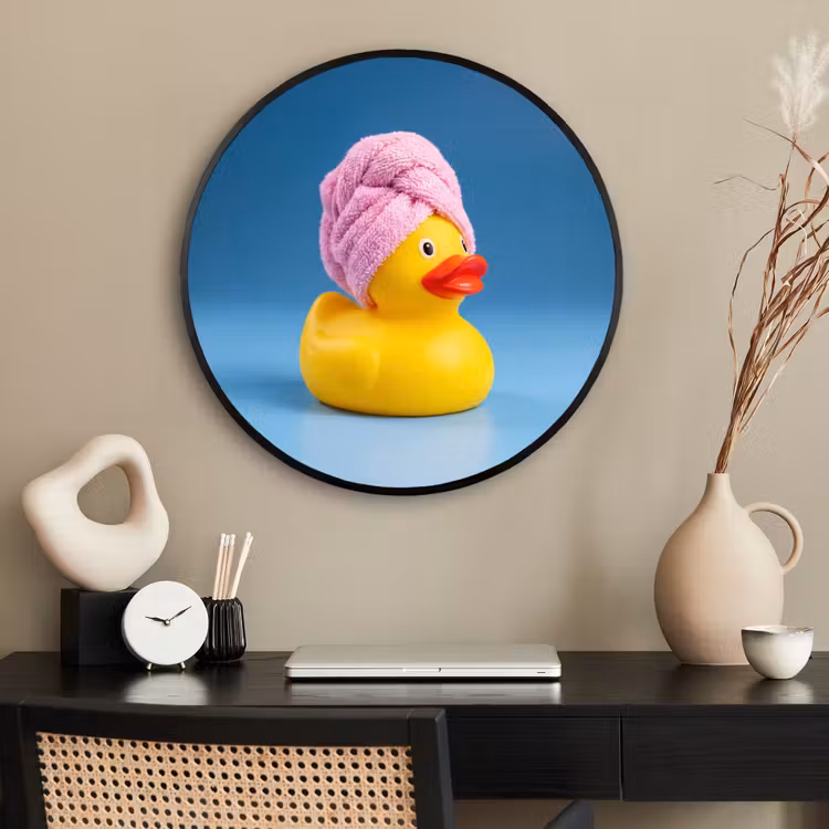Ronde fotolijst - Badeend - Handdoek - Blauw — 2