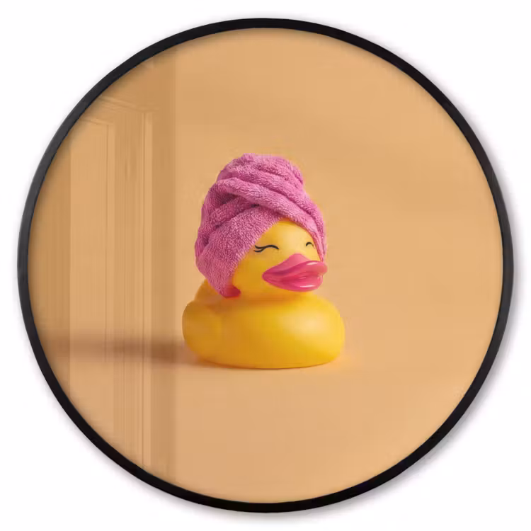 Ronde fotolijst - Badeend - Handdoek - Kleurrijk — 1
