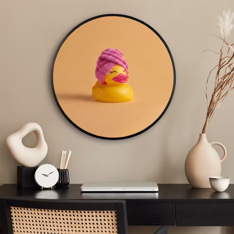 Ronde fotolijst - Badeend - Handdoek - Kleurrijk — 2